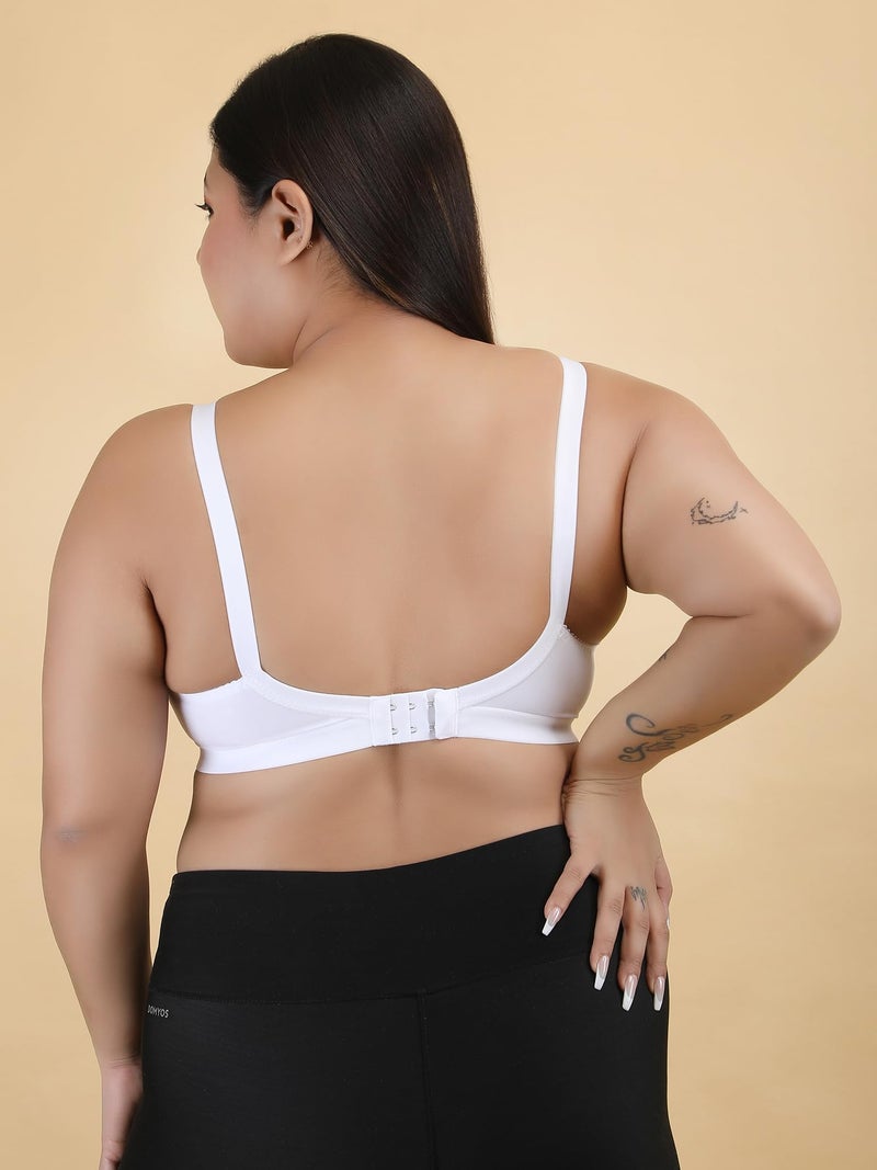 Klassik Since 1993 | Cotton Plus Size Bra for Women/Girls | Full Coverage Non Padded Wirefree Bra | Adjustable Wide Straps Everyday Comfort Bra for Dailyuse and All Outfit | Jassika Chikan-White(C)-52 - Image 3