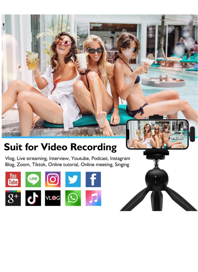 Y&D Wireless Lavalier Microphone 2 Pack for iPhone iPad 7H Clip-on Lapel Microphone Video Recording Vlogging YouTube Interview with Charging Case 3 Mode Denoise 70ft  - Image 2