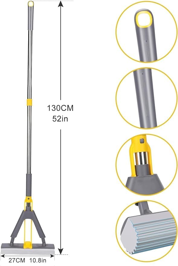Deoxys PVA Sponge Mop for Floor CleaningSqueeze Roller Mop Self Wringing Mop for Hardwood Laminate Tile Marble CeramicEasily Dry Wringing - Image 4