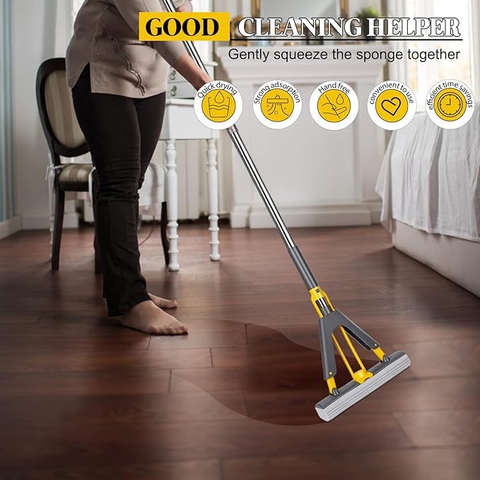 Deoxys PVA Sponge Mop for Floor CleaningSqueeze Roller Mop Self Wringing Mop for Hardwood Laminate Tile Marble CeramicEasily Dry Wringing - Image 5