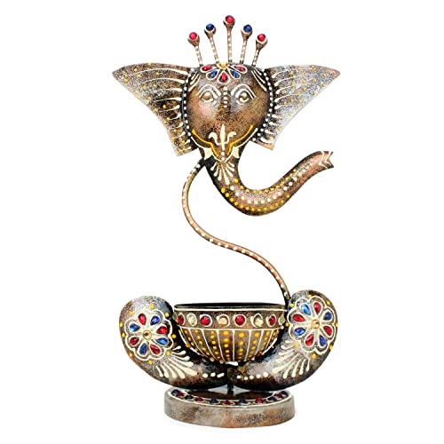 JH Gallery Handcrafted Metal Ganesha Tealight Candle Holder for Home Decor/Showpiece Decorations Items for Home, Living Room, Pooja Room-Corporate Gift Items (Antique Black),Black Matty - Image 2