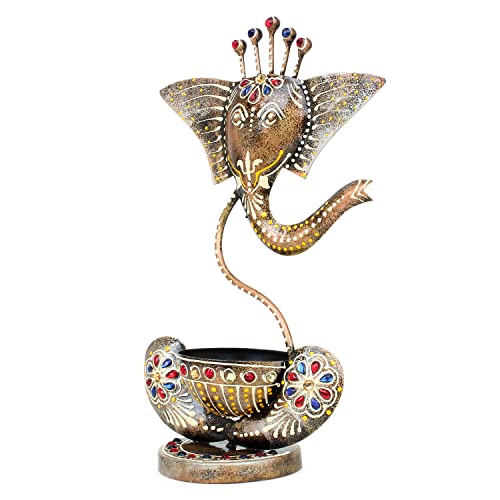 JH Gallery Handcrafted Metal Ganesha Tealight Candle Holder for Home Decor/Showpiece Decorations Items for Home, Living Room, Pooja Room-Corporate Gift Items (Antique Black),Black Matty - Image 5