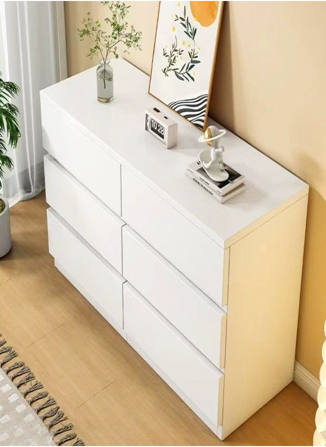 fashionhome - Multifunction Modern Style Invisible Handle Design Wooden Chest of 6 Drawers Ample Storage Rack Display Rack Table for Bedroom Living Room Home Furniture 100 x 40 x 73 cm - Image 1