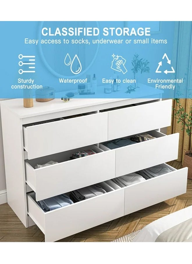 fashionhome - Multifunction Modern Style Invisible Handle Design Wooden Chest of 6 Drawers Ample Storage Rack Display Rack Table for Bedroom Living Room Home Furniture 100 x 40 x 73 cm - Image 1