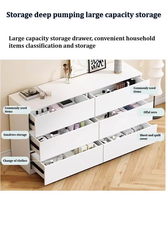 fashionhome - Multifunction Modern Style Invisible Handle Design Wooden Chest of 6 Drawers Ample Storage Rack Display Rack Table for Bedroom Living Room Home Furniture 100 x 40 x 73 cm - Image 1