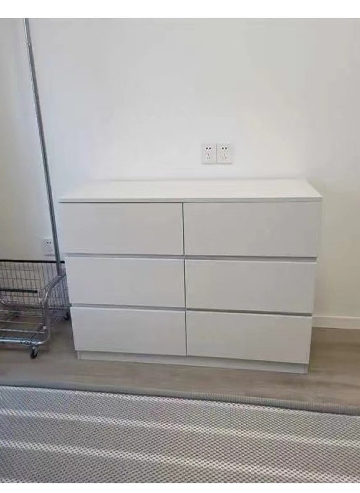 fashionhome - Multifunction Modern Style Invisible Handle Design Wooden Chest of 6 Drawers Ample Storage Rack Display Rack Table for Bedroom Living Room Home Furniture 100 x 40 x 73 cm - Image 1