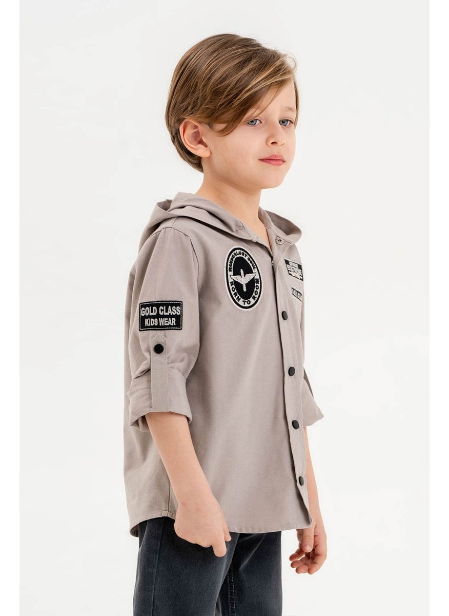 Gold Class Kidswear Snap-On Hooded Embroidered 100% Cotton Boy's Shirt  - Image 3