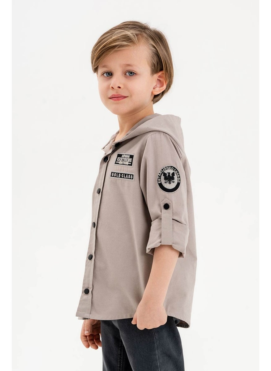 Gold Class Kidswear Snap-On Hooded Embroidered 100% Cotton Boy's Shirt  - Image 5
