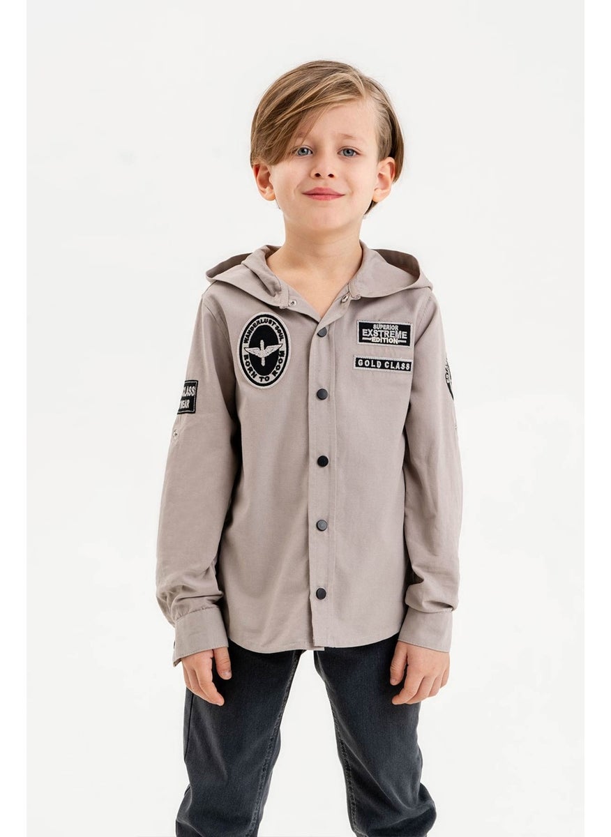 Gold Class Kidswear Snap-On Hooded Embroidered 100% Cotton Boy's Shirt  - Image 2