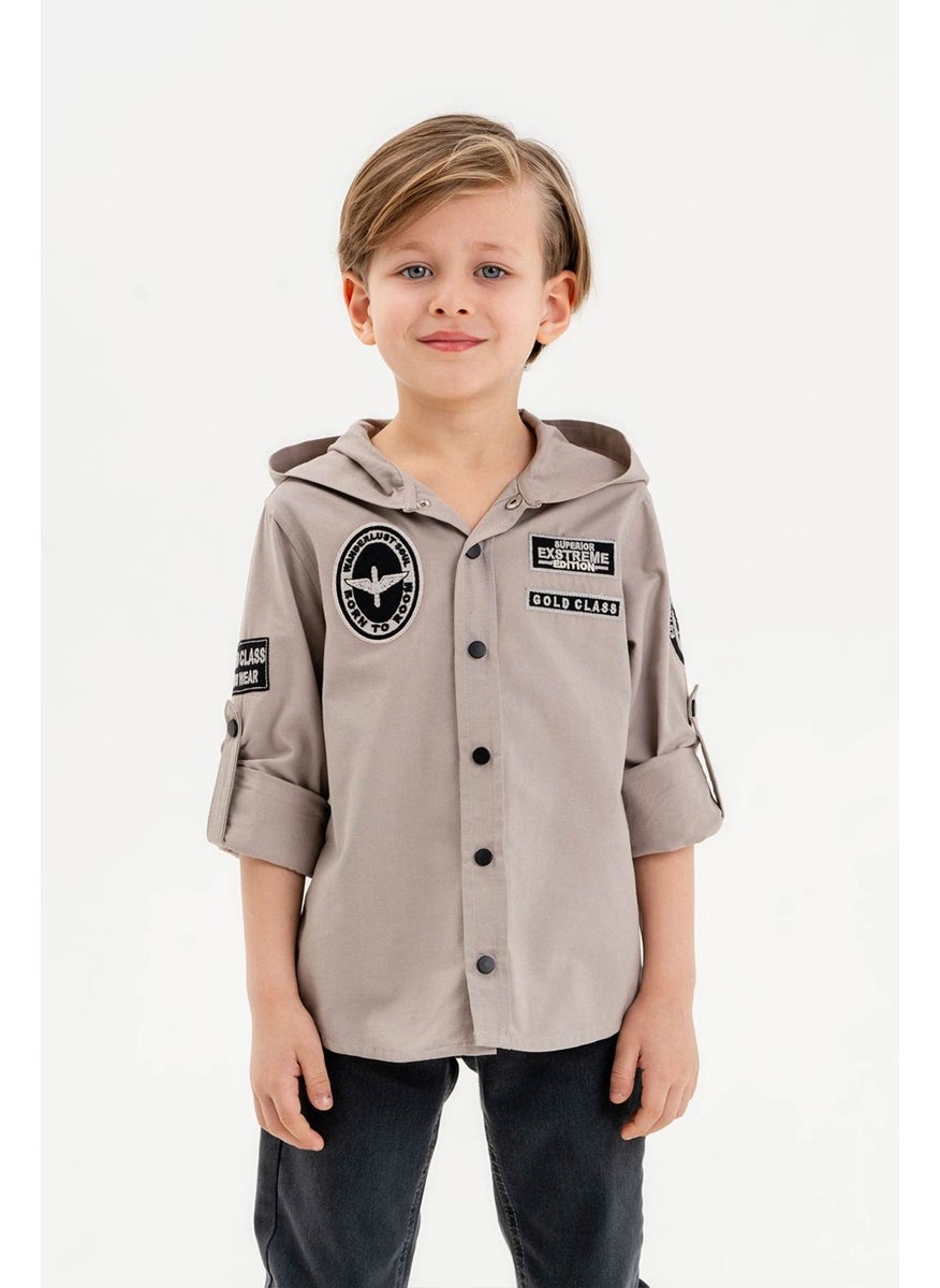 Gold Class Kidswear Snap-On Hooded Embroidered 100% Cotton Boy's Shirt  - Image 4