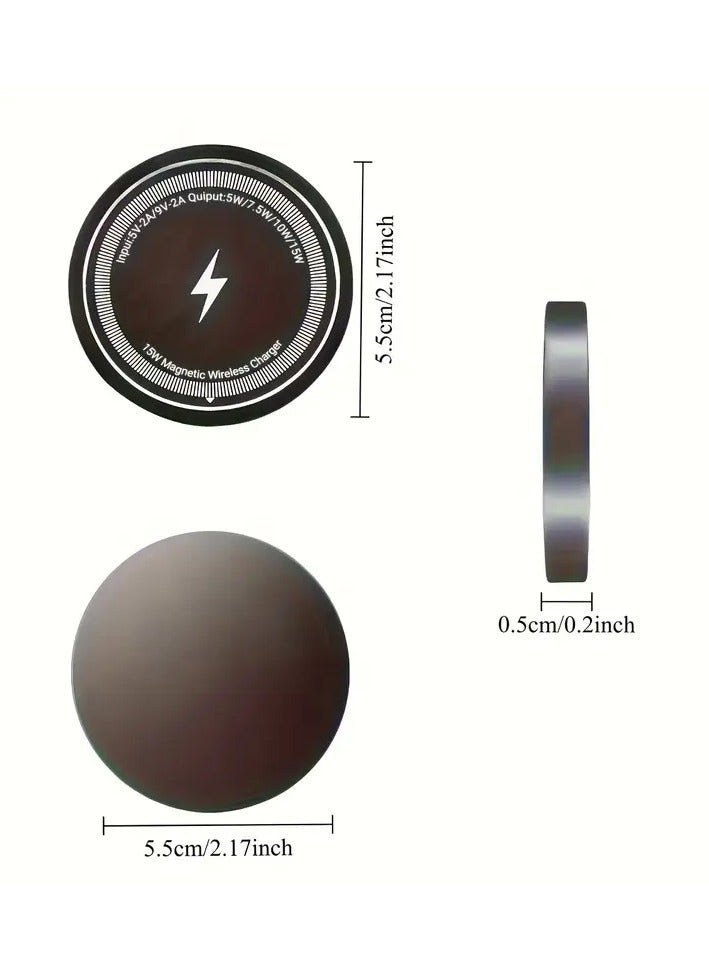15W Fast Magnetic Wireless Charger – Compatible with All Wireless Charging Phones, Dual USB-C/A Ports, Overcharge Protection, Lightweight & Portable, Black - Image 2