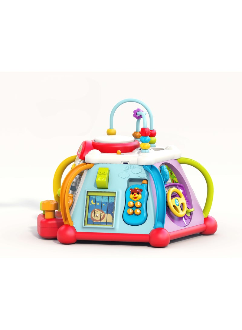 Hola 15-in-1 Discover Activity Cube, Interactive Toy for Toddlers 1-3, Music, Lights, Spinning Gears, Hammer Beads, Phone, Microphone, Drum & More, Develops Motor Skills, Imagination & Social Play 18M+ - Image 3