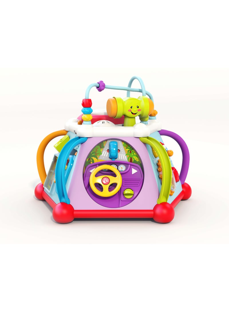 Hola 15-in-1 Discover Activity Cube, Interactive Toy for Toddlers 1-3, Music, Lights, Spinning Gears, Hammer Beads, Phone, Microphone, Drum & More, Develops Motor Skills, Imagination & Social Play 18M+ - Image 2