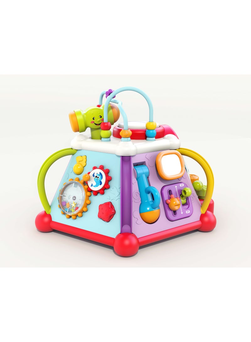 Hola 15-in-1 Discover Activity Cube, Interactive Toy for Toddlers 1-3, Music, Lights, Spinning Gears, Hammer Beads, Phone, Microphone, Drum & More, Develops Motor Skills, Imagination & Social Play 18M+ - Image 5