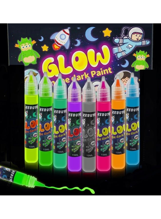 Premify Fabric Paint Pens, 8 Glow In The Dark Colors Markers (20 Ml/0.68 Oz) Long-Lasting Luminous Neon Craft Painting Fabric Paint For T-Shirt, Canvas, Ideal For Art Supplies And Diy Decoration - Image 1