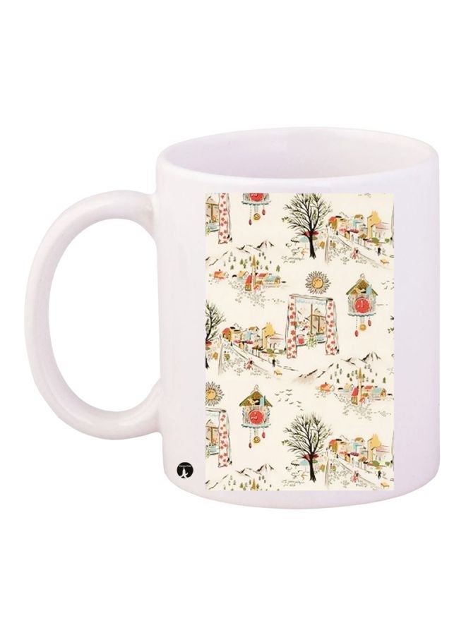 RYN Printed Coffee Mug White/Beige/Red 11ounce