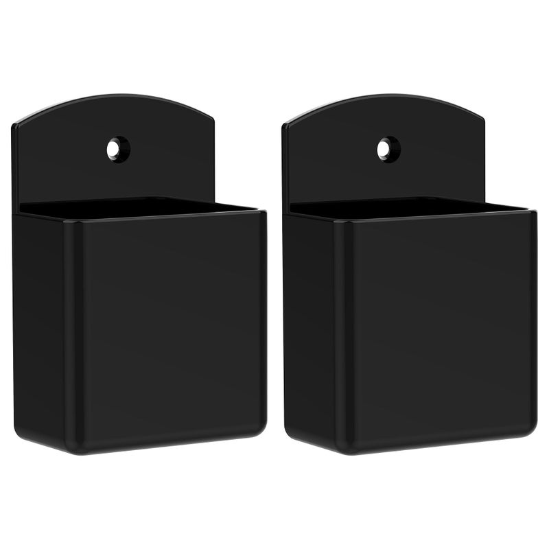 Drq 2Pc Adhesive Remote Control Holder  Wall Mount Tv Controller Holder  Tv Remote Organizer  Wall Pen Holder Desk Accessories Storage For Home Office School  Black - Image 1