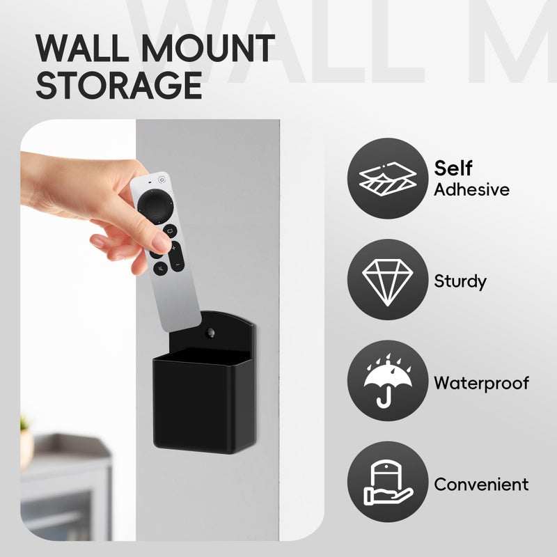 Drq 2Pc Adhesive Remote Control Holder  Wall Mount Tv Controller Holder  Tv Remote Organizer  Wall Pen Holder Desk Accessories Storage For Home Office School  Black - Image 4