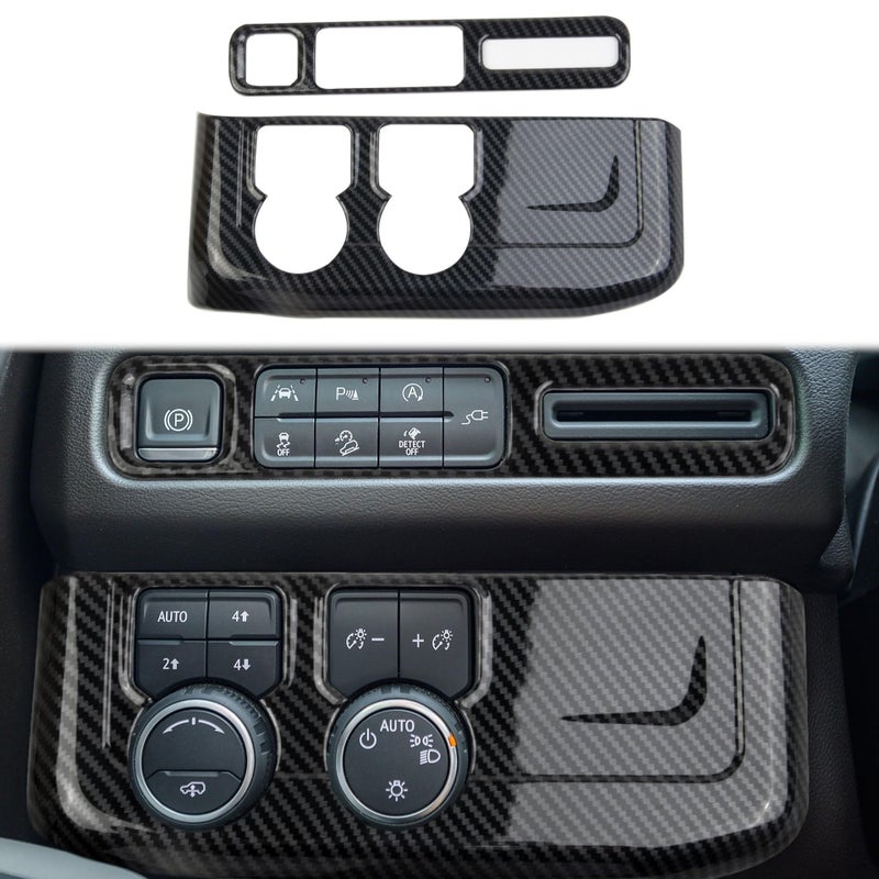 Fewshaw Carbon Fiber Side Console Headlight Switch Panel Cover Trim Accessories for 20212024 Chevy Tahoe Suburban for 20212024 GMC Yukon