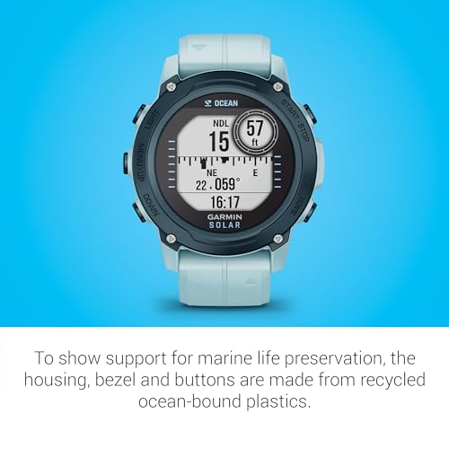 GARMIN ساعة غارمين ديستنت™ G1 سولار - إصدار المحيط، جهاز كمبيوتر غوص وساعة ذكية، مصنوعة من بلاستيك معاد تدويره من المحيطات - Image 3