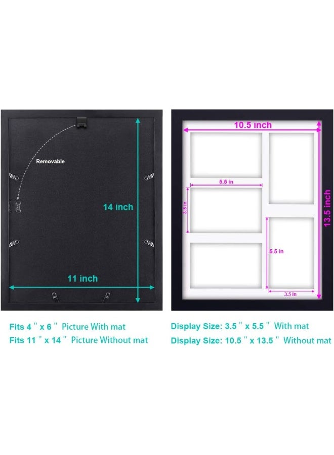 RPJC 11x14 Picture Frames Collage - Display 5 Pcs 4x6 inch Photos with Mat Made of Solid Wood and Glass Cover - Image 2