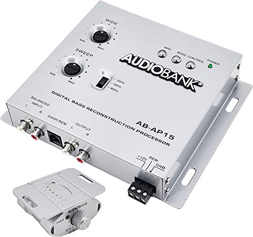 Audiobank 1/2 Din Car Audio Digital Bass Processor, Sound Restoration & Crossover for Car Subwoofer with Bass Knob/Input Level: 15V RMS & Output Level: 13.5V Peak - Image 1