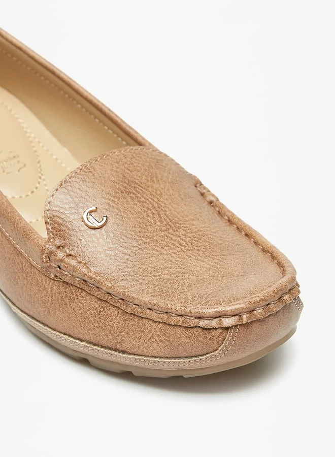 لو كونفورت Women Textured Slip-On Moccasins With Wedge Heels