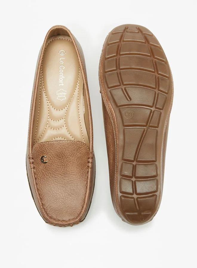لو كونفورت Women Textured Slip-On Moccasins With Wedge Heels