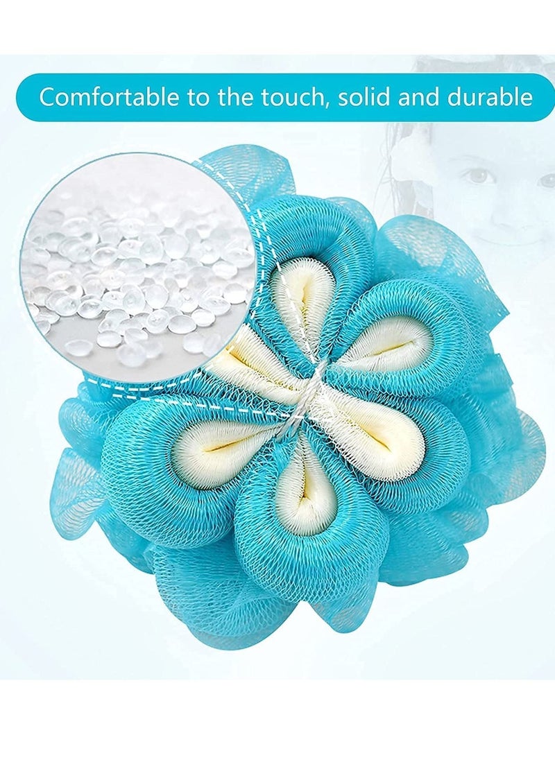 NIBEMINENT Bath Shower Sponge Loofahs, Loofahs Scrub Flower Shape Loofah Body Exfoliating Ball Mesh Poufs for Adult and Children 4 Pcs  - Image 3