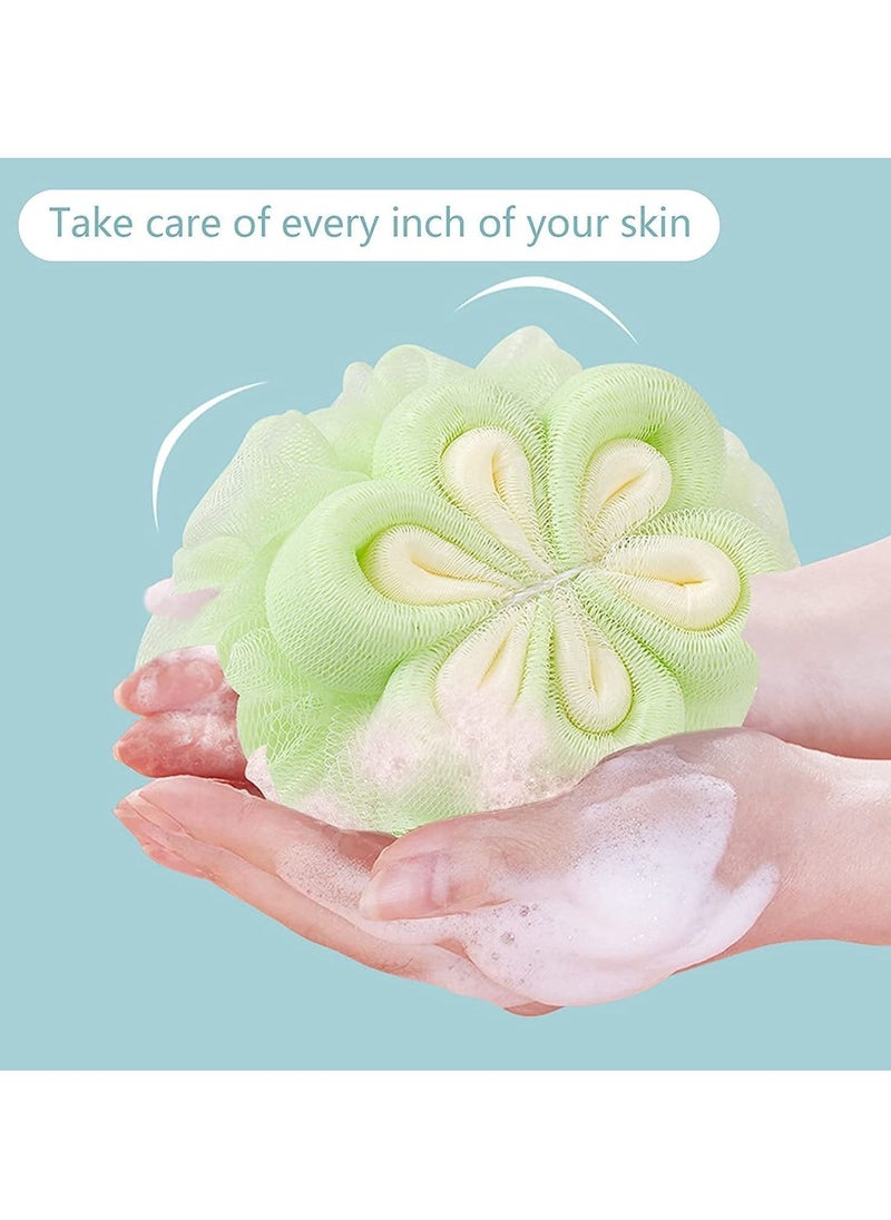 NIBEMINENT Bath Shower Sponge Loofahs, Loofahs Scrub Flower Shape Loofah Body Exfoliating Ball Mesh Poufs for Adult and Children 4 Pcs  - Image 2