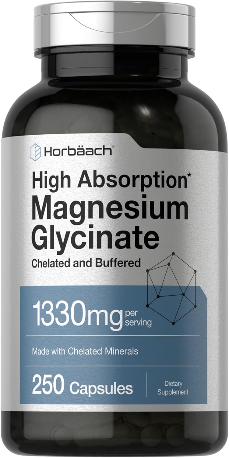 Horbäach Horbaach Magnesium Glycinate 1330mg | 250 Capsules | Buffered with Chelated Minerals | 240 mg per Serving | Non-GMO, Gluten Free Supplement - Image 1