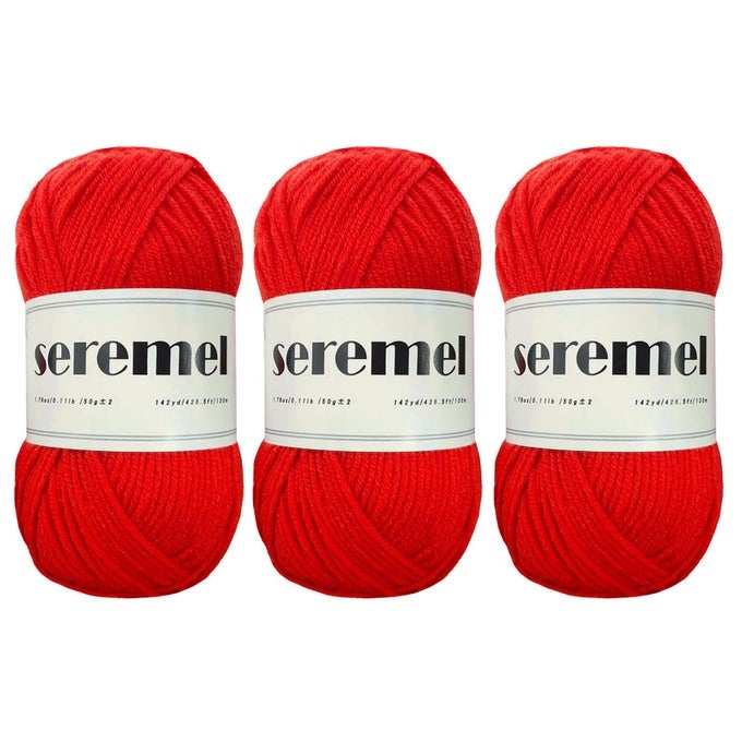 3 PCS OF CROCHET YARN TOTAL 150G 426 YARDS MULTICOLOR 4PLY ACRYLIC YARN SKEINS BRAND YARNS FOR CROCHETING AND KNITTINGHOT RED