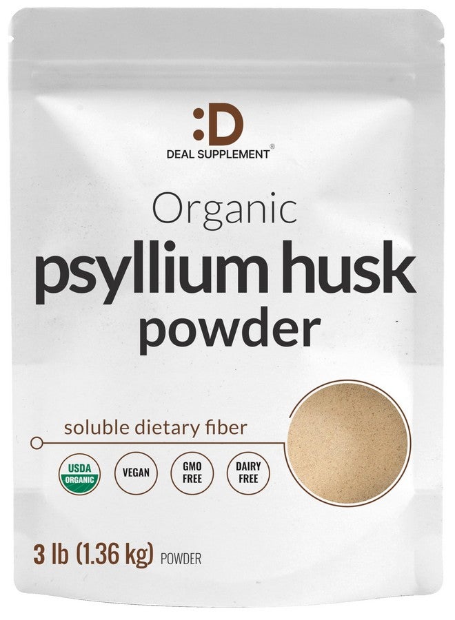 DEAL SUPPLEMENT Organic Psyllium Husk Powder, 3lbs (48oz) - Unflavored Plant Based Soluble Dietary Fiber - Gut & Digestion Health - Great for Baking & Cooking - Keto Friendly, Gluten Free, Non-GMO - Image 1