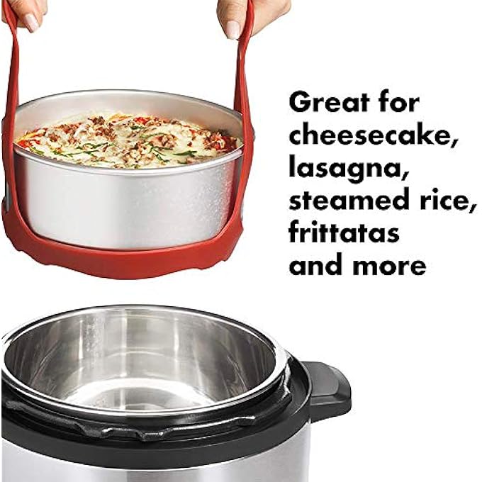 حمالة أدوات الخبز المصنوعة من السيليكون لقدر الضغط بسعة 6 لترات و8 لترات، وقدر نينجا فودي متعدد الوظائف، ورف رفع أدوات الخبز المضاد للحروق، ورف تبخير البيض المصنوع من السيليكون الخالي من مادة BPA، باللون الأحمر - Image 3