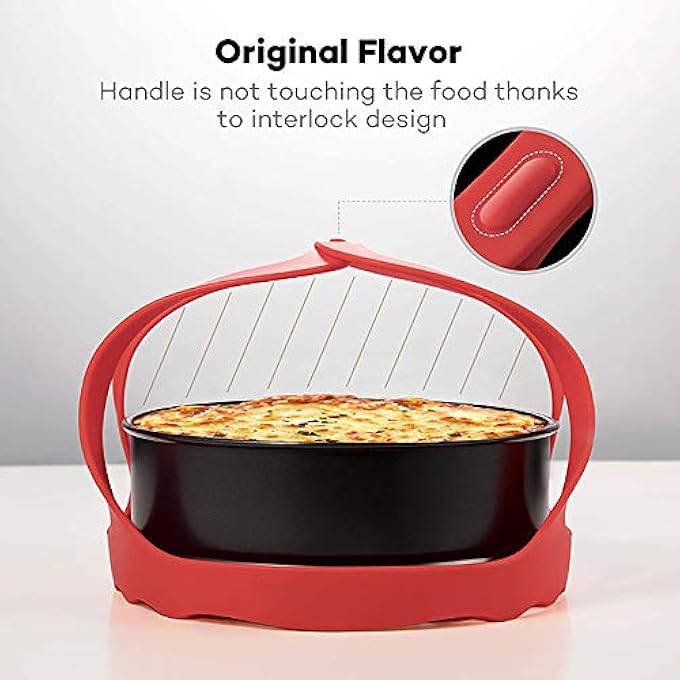 حمالة أدوات الخبز المصنوعة من السيليكون لقدر الضغط بسعة 6 لترات و8 لترات، وقدر نينجا فودي متعدد الوظائف، ورف رفع أدوات الخبز المضاد للحروق، ورف تبخير البيض المصنوع من السيليكون الخالي من مادة BPA، باللون الأحمر - Image 4