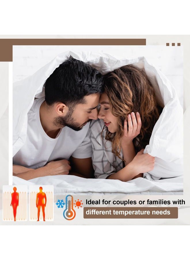 SmoothNovelty لحاف دافئ مزدوج المنطقة بسماكة محشوة لحاف بحجم كوين لجميع فصول السنة 88"x88" لتلبية احتياجات درجات الحرارة المختلفة - Image 2