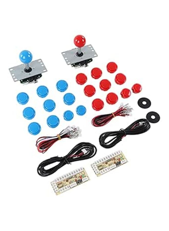2 Player DIY Arcade Kit USB Encoder Joystick Buttons Set Blue and Red for Friends Gathering - Image 1