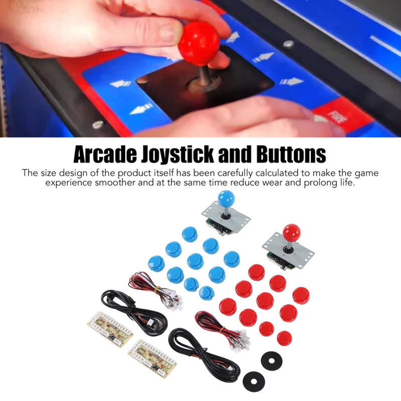 2 Player DIY Arcade Kit USB Encoder Joystick Buttons Set Blue and Red for Friends Gathering - Image 4