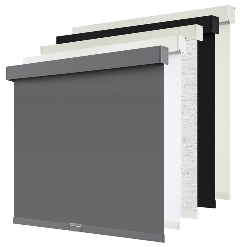 SUNOFF Cordless Blackout Roller Shades Blinds for Windows Free-Stop,Pull Down Room Darkening with Valance,Thermal Insulated Woven Fabric Window Door Blinds for Home,Office,Grey 20" W x 72" H - Image 1