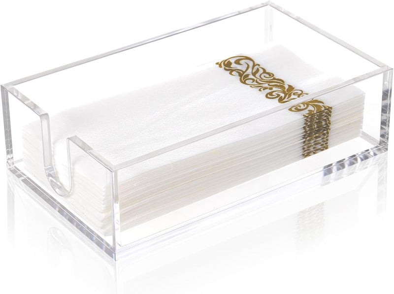 Rubtlamp 1Pcs Clear Napkin Holder Bathroom  027Inch Thickness Bathroom Acrylic Guest Towel Holder  Acrylic Hand Towel Tray for Kitchen Parties Weddings Party Hotel Clear 9X55X25 - Image 1