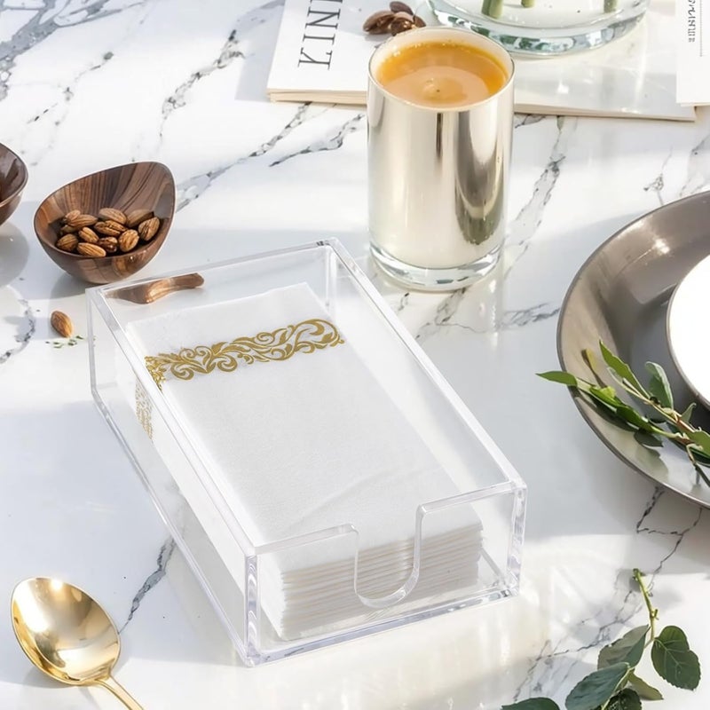 Rubtlamp 1Pcs Clear Napkin Holder Bathroom  027Inch Thickness Bathroom Acrylic Guest Towel Holder  Acrylic Hand Towel Tray for Kitchen Parties Weddings Party Hotel Clear 9X55X25 - Image 5