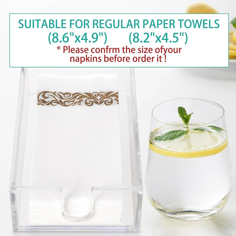 Rubtlamp 1Pcs Clear Napkin Holder Bathroom  027Inch Thickness Bathroom Acrylic Guest Towel Holder  Acrylic Hand Towel Tray for Kitchen Parties Weddings Party Hotel Clear 9X55X25 - Image 4