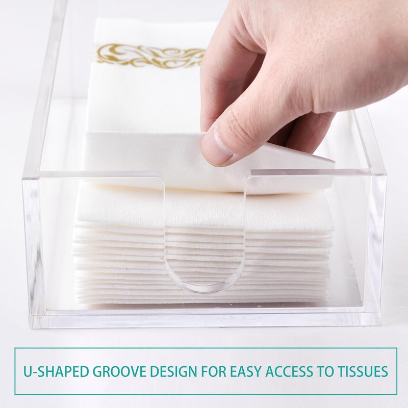 Rubtlamp 1Pcs Clear Napkin Holder Bathroom  027Inch Thickness Bathroom Acrylic Guest Towel Holder  Acrylic Hand Towel Tray for Kitchen Parties Weddings Party Hotel Clear 9X55X25 - Image 3