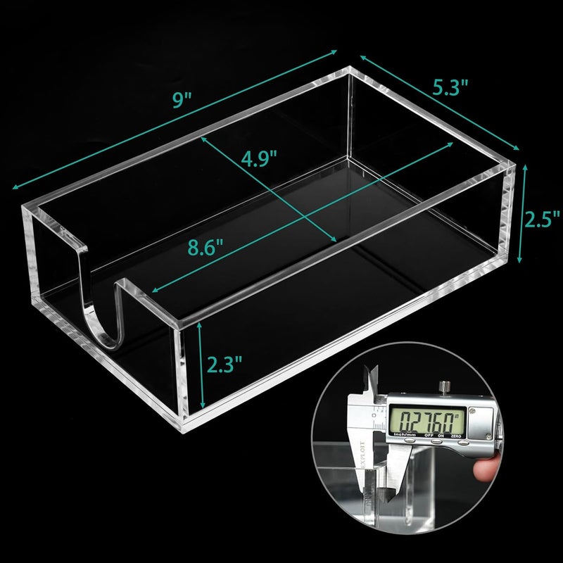 Rubtlamp 1Pcs Clear Napkin Holder Bathroom  027Inch Thickness Bathroom Acrylic Guest Towel Holder  Acrylic Hand Towel Tray for Kitchen Parties Weddings Party Hotel Clear 9X55X25 - Image 2