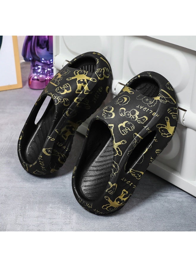 Haixiahu Kids Slippers for Boys Girls, Non-Slip Soft Cartoon Skateboard Print Home Bath Slippers for Toddlers Indoor Use - Image 1