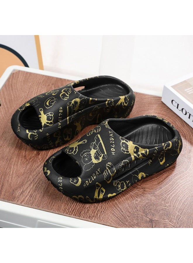 Haixiahu Kids Slippers for Boys Girls, Non-Slip Soft Cartoon Skateboard Print Home Bath Slippers for Toddlers Indoor Use - Image 2