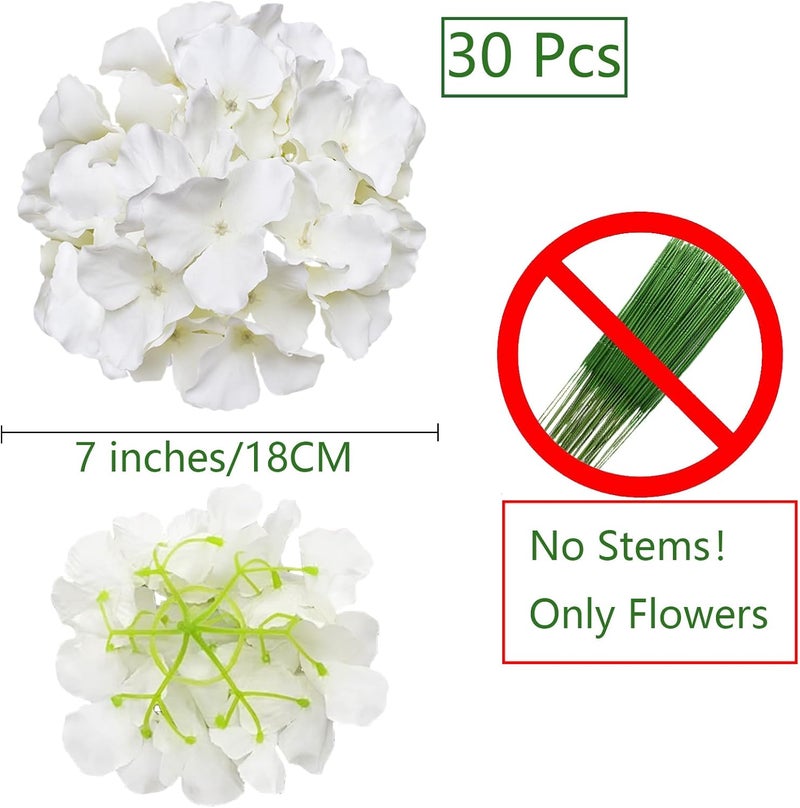 FagusHome 30 Pcs Hydrangea Flower Heads Not Included Artificial Flowers 18 cm Artificial Flowers Non-Stems Fake Hydrangea Flowers for Decoration (Creamy White) - Image 2