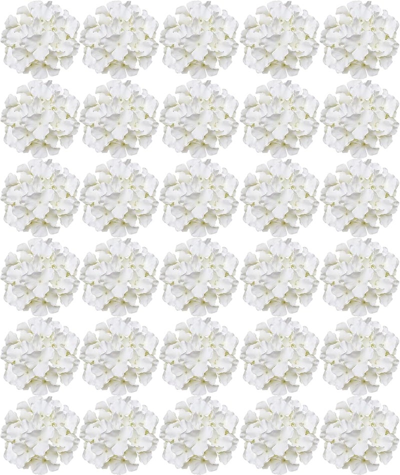 FagusHome 30 Pcs Hydrangea Flower Heads Not Included Artificial Flowers 18 cm Artificial Flowers Non-Stems Fake Hydrangea Flowers for Decoration (Creamy White) - Image 1