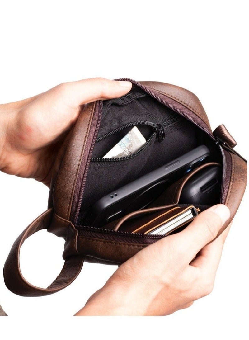 Ar supply Ar Mini Kit by Arij Bags | Handbag, Faux Leather, Lightweight, Inner Zipper Pocket, Compact for Daily Use (20 × 11 × 5 cm) (Brown) - Image 5