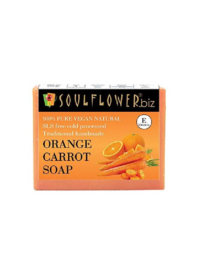 Soulflower Orange Carrot Soap Handmade 100% Pure Natural Cold Processed Grade 1 Bis Standard Premium Luxurious Soap With Essential Oils Exotic Herbs Aroma 150G - Image 2